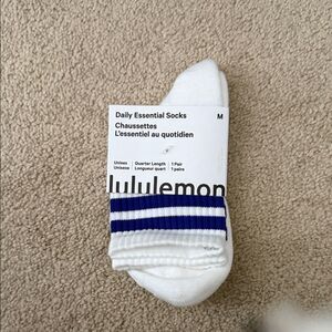 lululemon athletica White and Blue Striped Socks NWT medium
